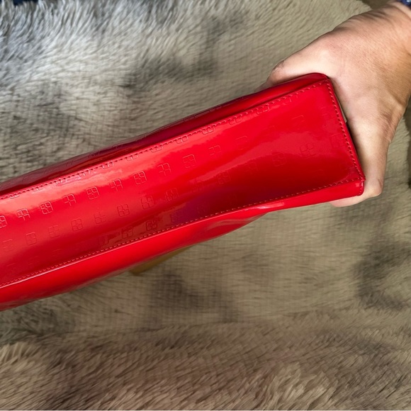 IMAN Red & Tan Vegan Patent Leather Handbag - EUC **Missing shoulder strap - Picture 5 of 9